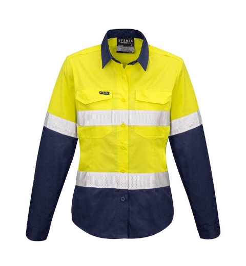 Picture of Syzmik, Womens Rugged Cooling Taped Hi Vis Spliced L/S Shirt